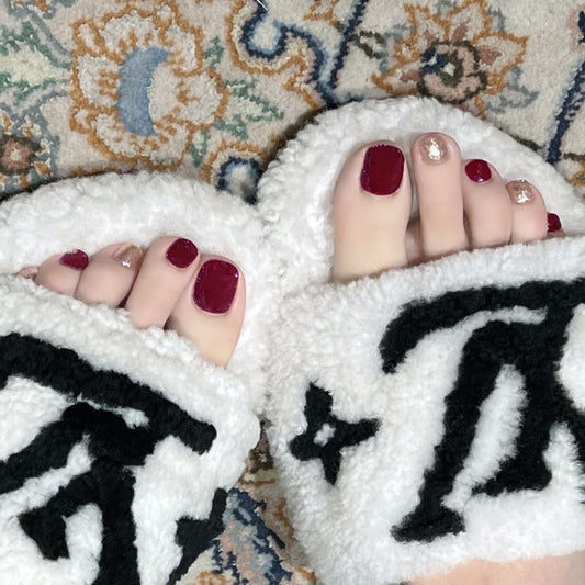 Lot Of Fun Glam Red Press On Toenails