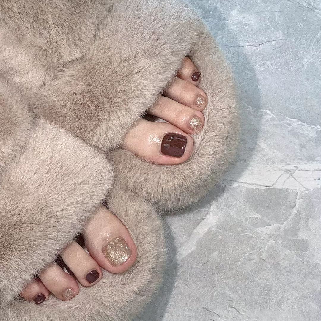 Teeny Tiny Glam Red Press On Toenails