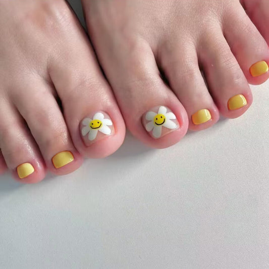 Daisy Plant Cute Yellow Press On Toenails
