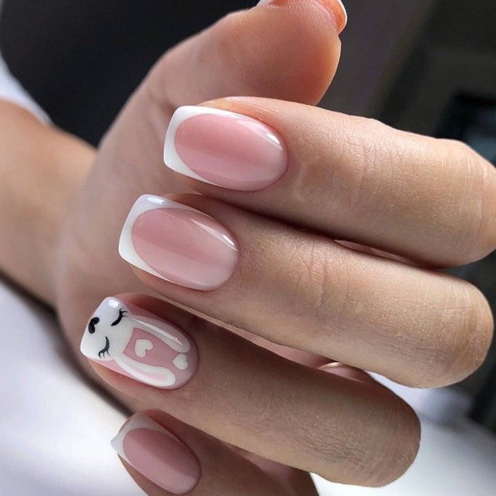 Safari Adventure Long Square Light Pink Press On Nails with Cute Animal Accent Design