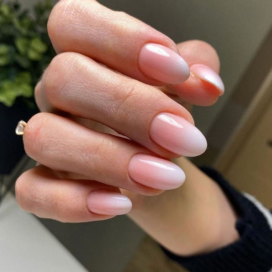 Elegant Bridal Collection Medium Oval Pale Pink Glossy Finish Press On Nail Set