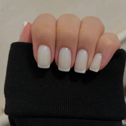 Elegant Affair Medium Square White Press On Nail Set with Glossy Finish