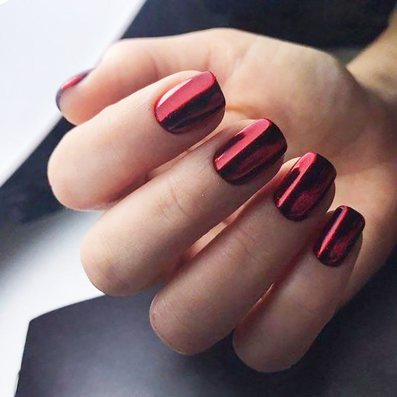 Vamp Chic Medium Length Square Burgundy Press On Nails with Magnetic Cat Eye Effect