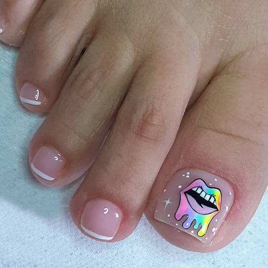 Rainbow Love Bold Multicolor Press On Toenails