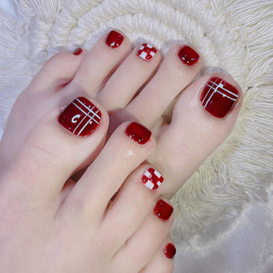 If You Will Holiday Red Press On Toenails
