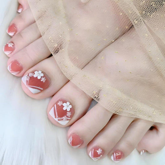 Island Sign Vacation Pink Press On Toenails