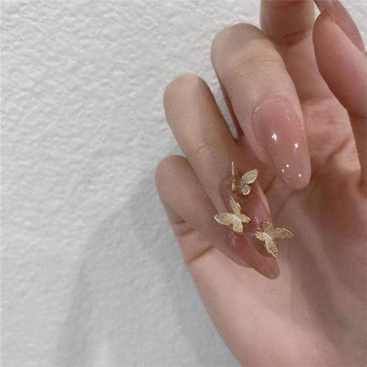 Butterfly Fly Away Long Almond Beige Spring Press On Nails