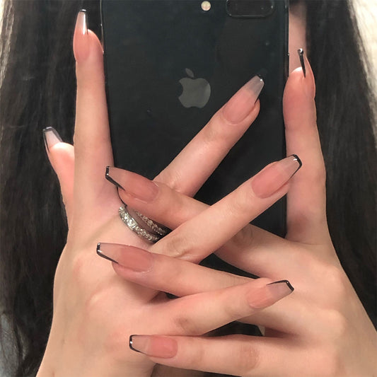 Not Your Girl Long Coffin Beige French Tips Press On Nails
