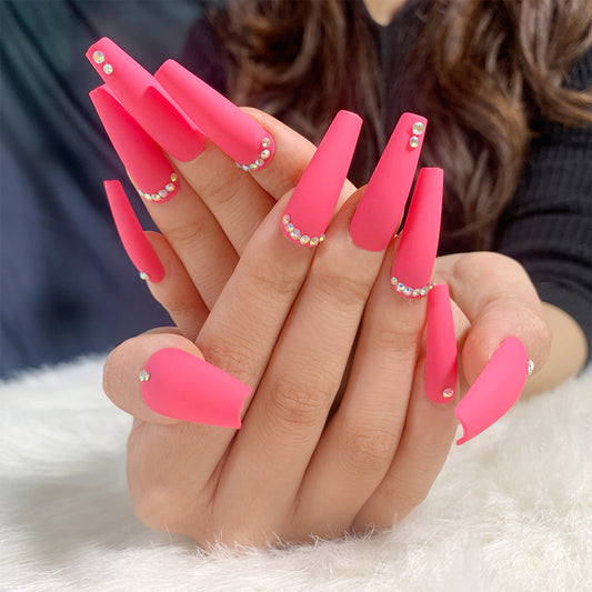 I'm The Stud Long Coffin Pink Bold Press On Nails