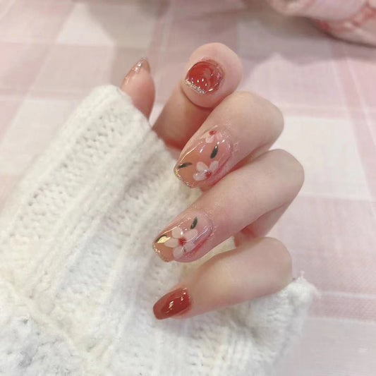 Sexy Sakura Short Square Pink Spring Press On Nails