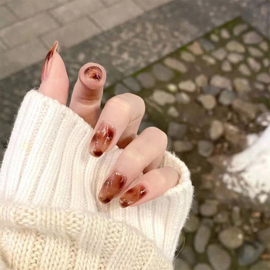 Chocolate Fingers Long Square Brown Jelly Press On Nails