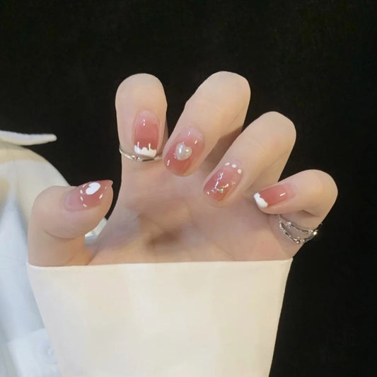 Casual Cute Date Short Square Pink Valentine's Day Press On Nails
