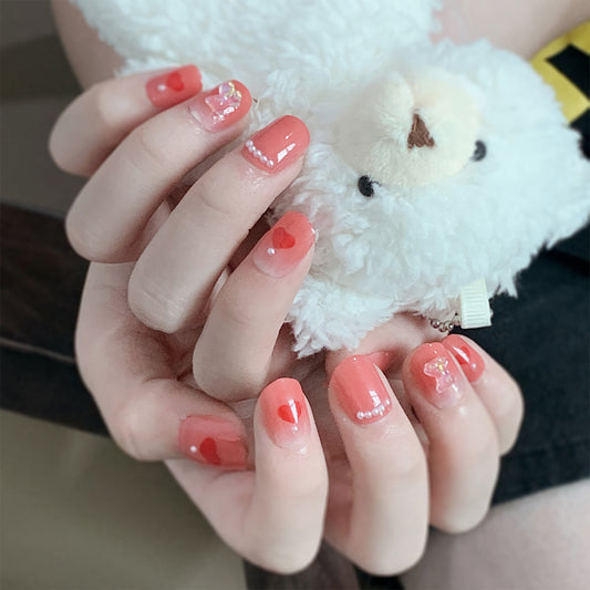 Soft Princess Short Oval Pink Cute Press On Nails