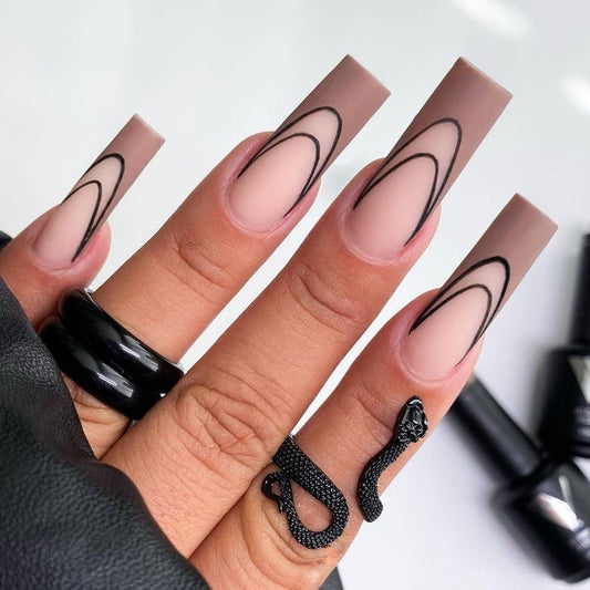 Balance Long Square Beige Everyday Press On Nails