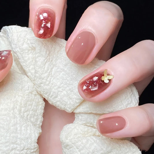 Absolutely Adorable Short Square Pink Jelly Press On Nails