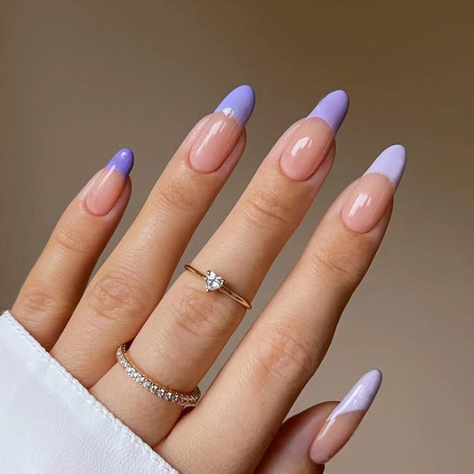 Violet Tip Long Oval Purple Everyday Press On Nails