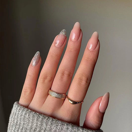 Simple Day Glam Long Almond Beige Everyday Press On Nails