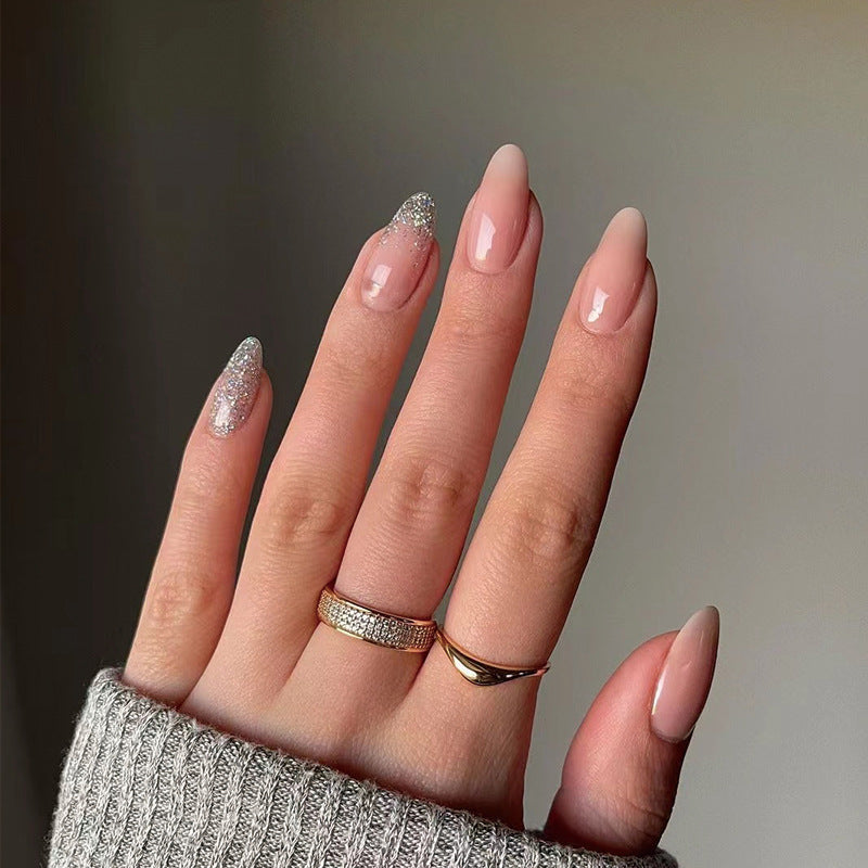 Simple Day Glam Long Almond Beige Everyday Press On Nails