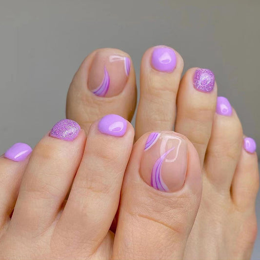 Director Glitter Purple Press On Toenails