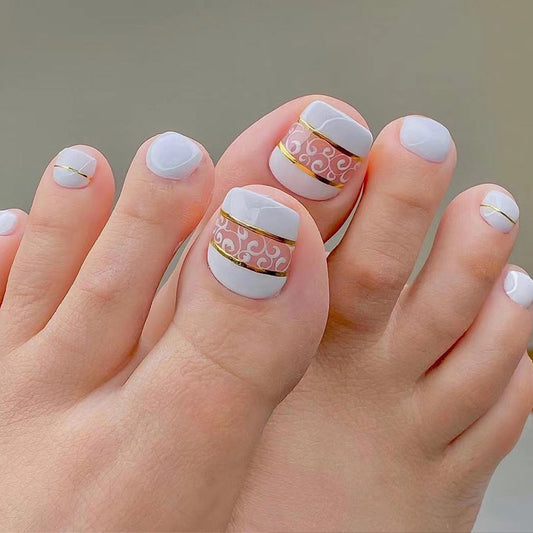 Greek Accent Bold Pink Press On Toenails