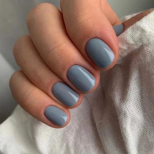Allowed To Create Short Squoval Blue Everyday Press On Nails