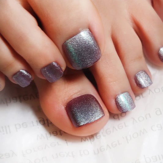 Mermaid Tail Glitter Silver Press On Toenails