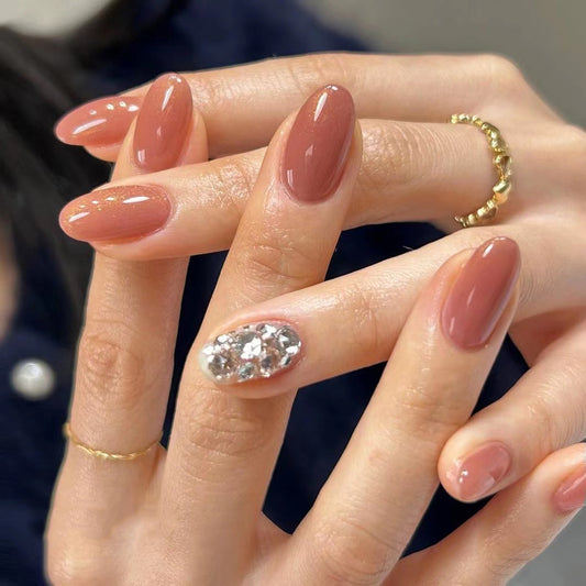 Drink Ready Medium Oval Pink Jelly Press On Nails