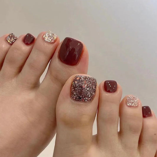 Direct The Show Studded Red Press On Toenails