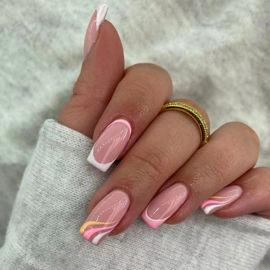 Good Things Medium Square Pink Everyday Press On Nails