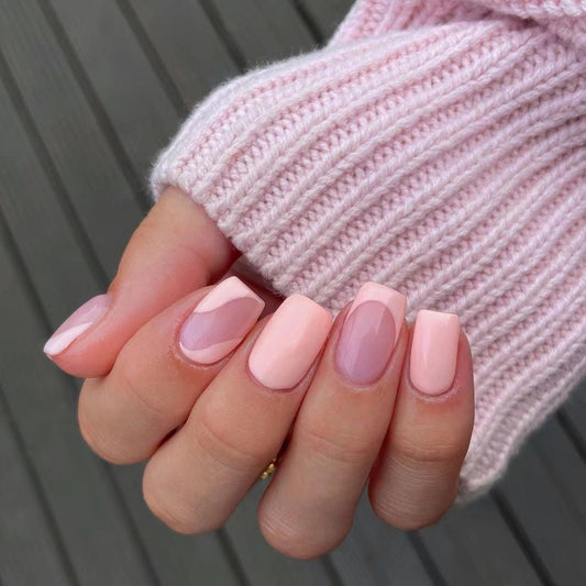 Blushing Medium Square Pink Everyday Press On Nails