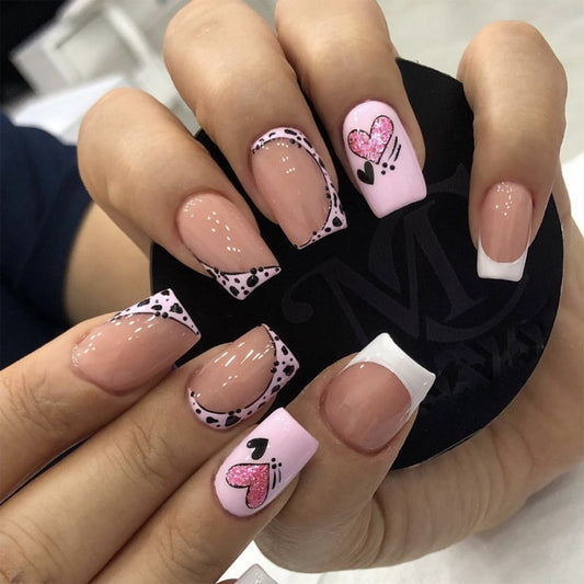 Pack It Up Medium Square Pink Cartoon Press On Nails