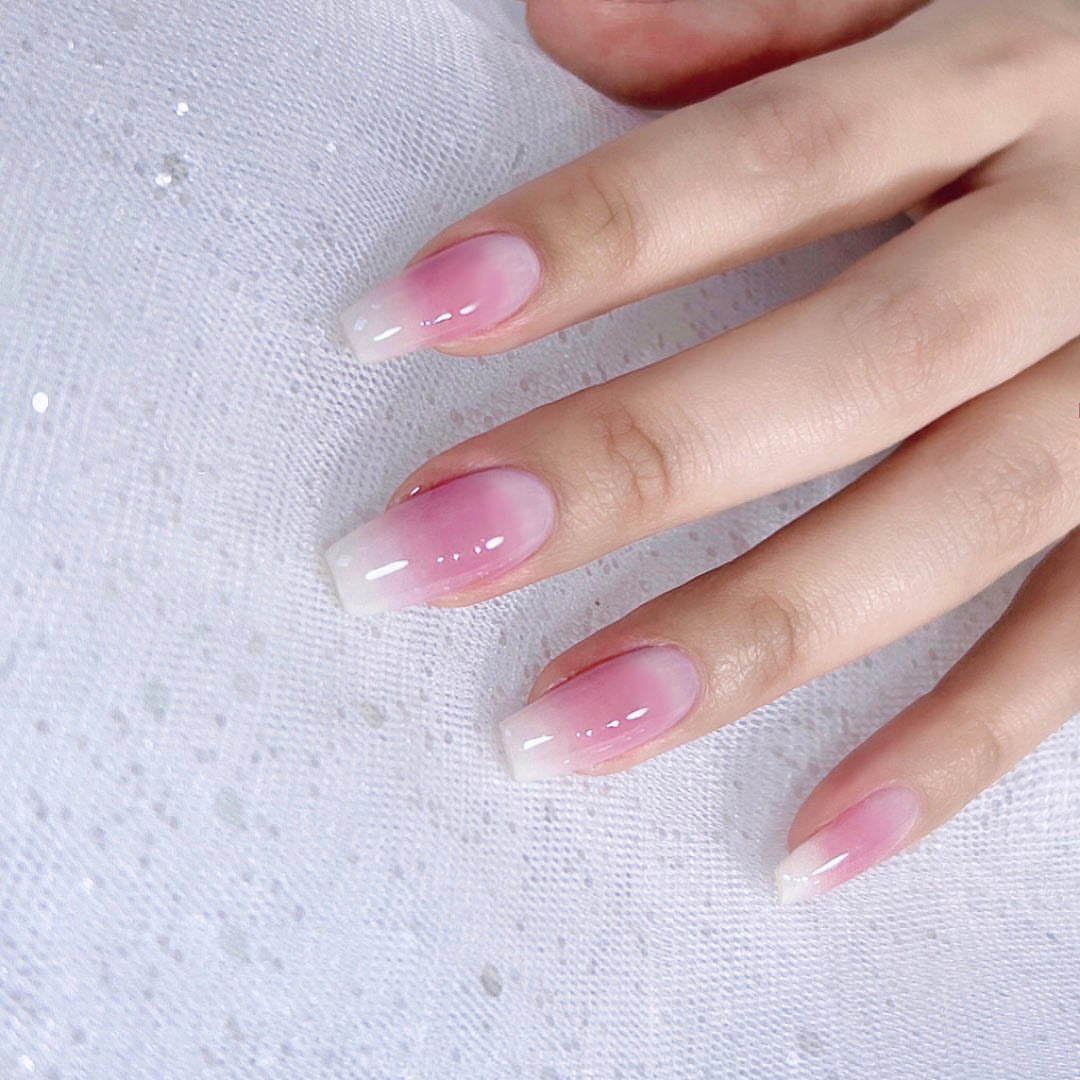Luv Me Or Else Long Coffin Pink Glossy Press On Nails