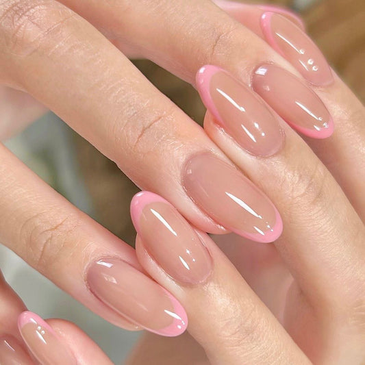 Enjoy Life Medium Oval Pink Glossy Press On Nails
