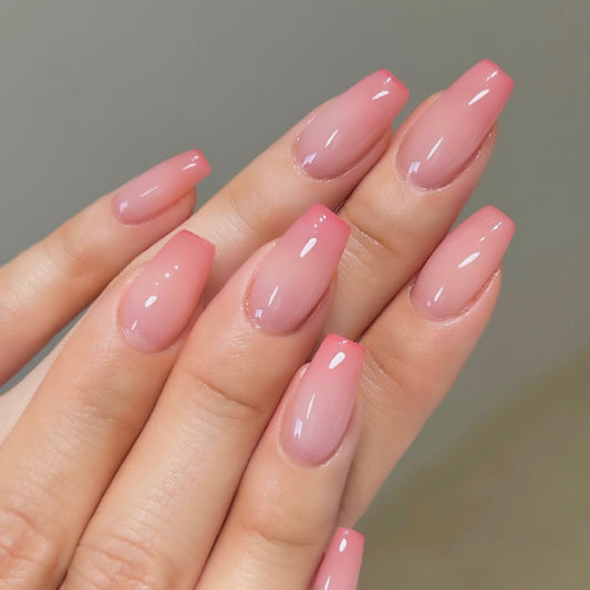 Similarities Medium Coffin Pink Glossy Press On Nails