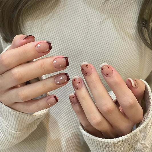 Like Stars Short Square White French Tips Press On Nails