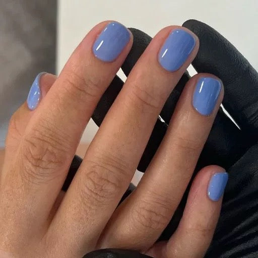 Via Dolce 2 Short Squoval Blue Everyday Press On Nails