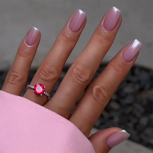 Jaw Dropper Short Square Pink Glossy Press On Nails
