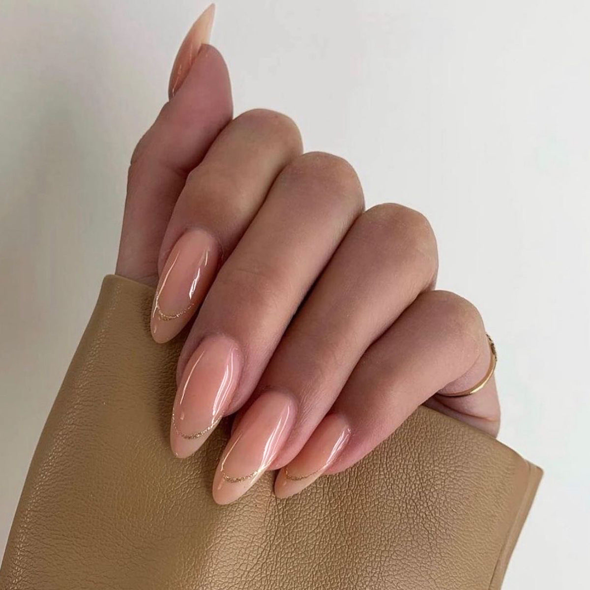 Taste Of Cream Long Almond Pink French Tips Press On Nails
