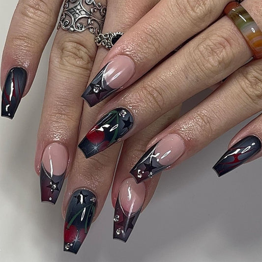 Low Spice Medium Coffin Gray Y2K Press On Nails