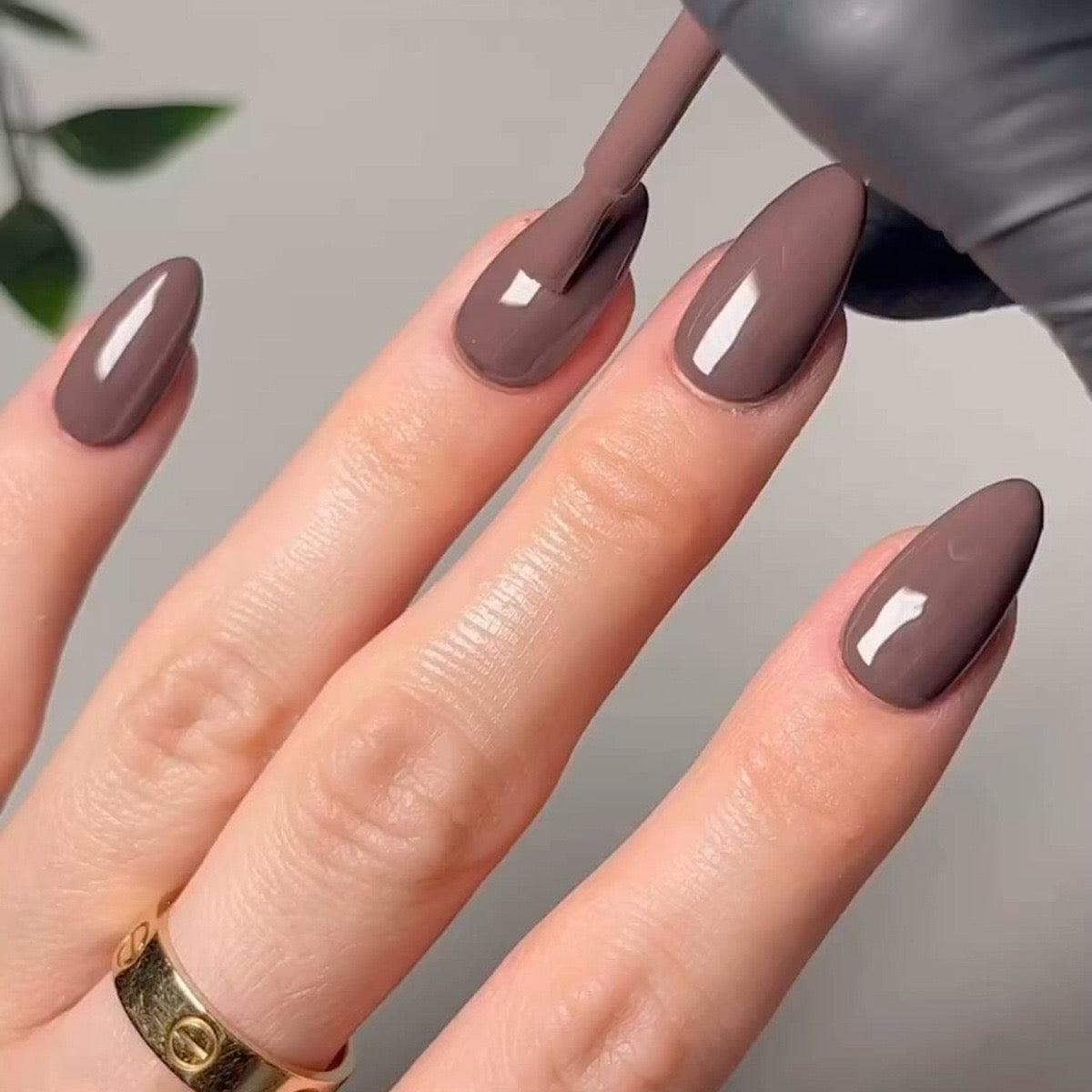 Minimalist Muse Medium Almond Taupe Press On Nails with High Gloss Finish