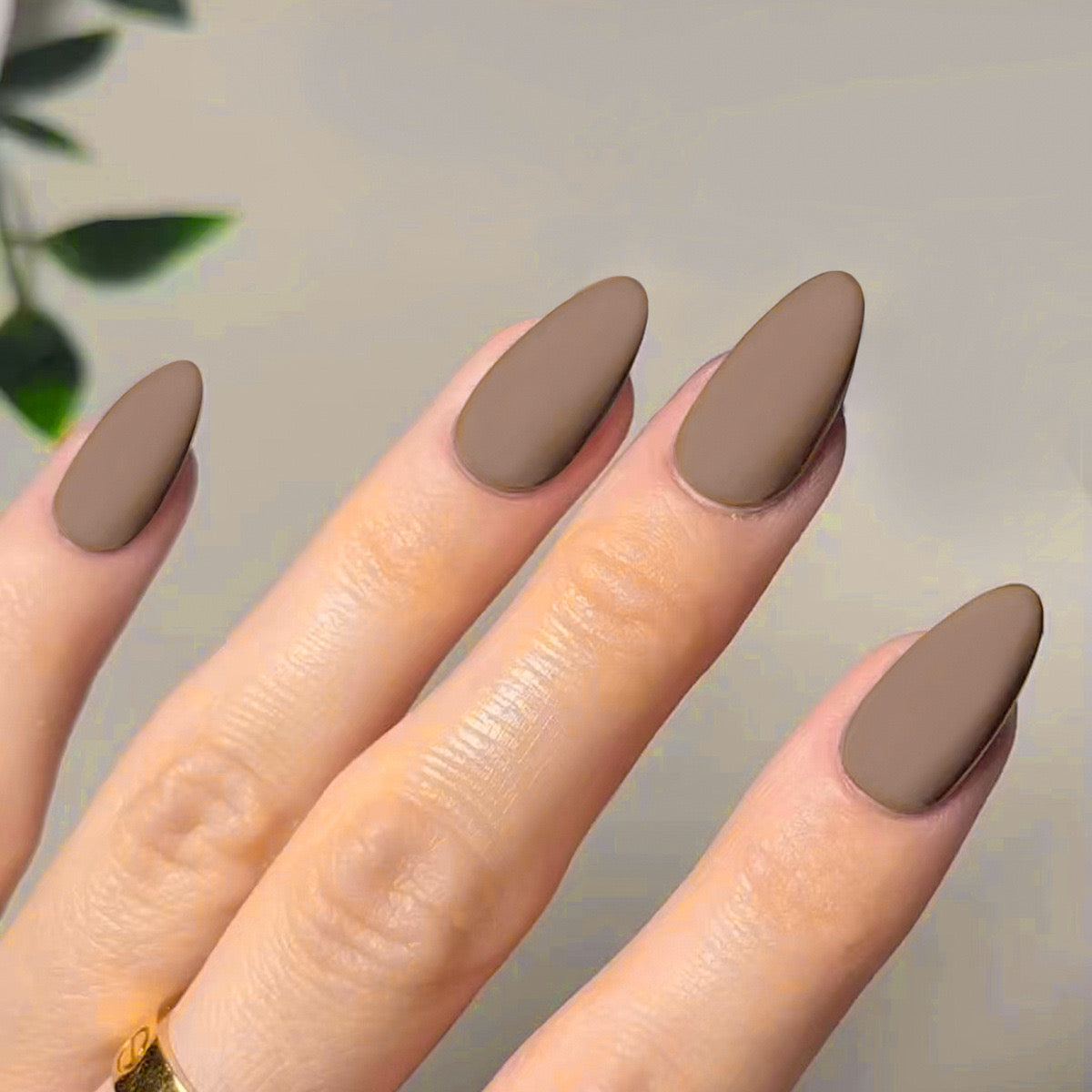 Modern Elegance Long Stiletto Taupe Press-On Nails with Smooth Matte Finish