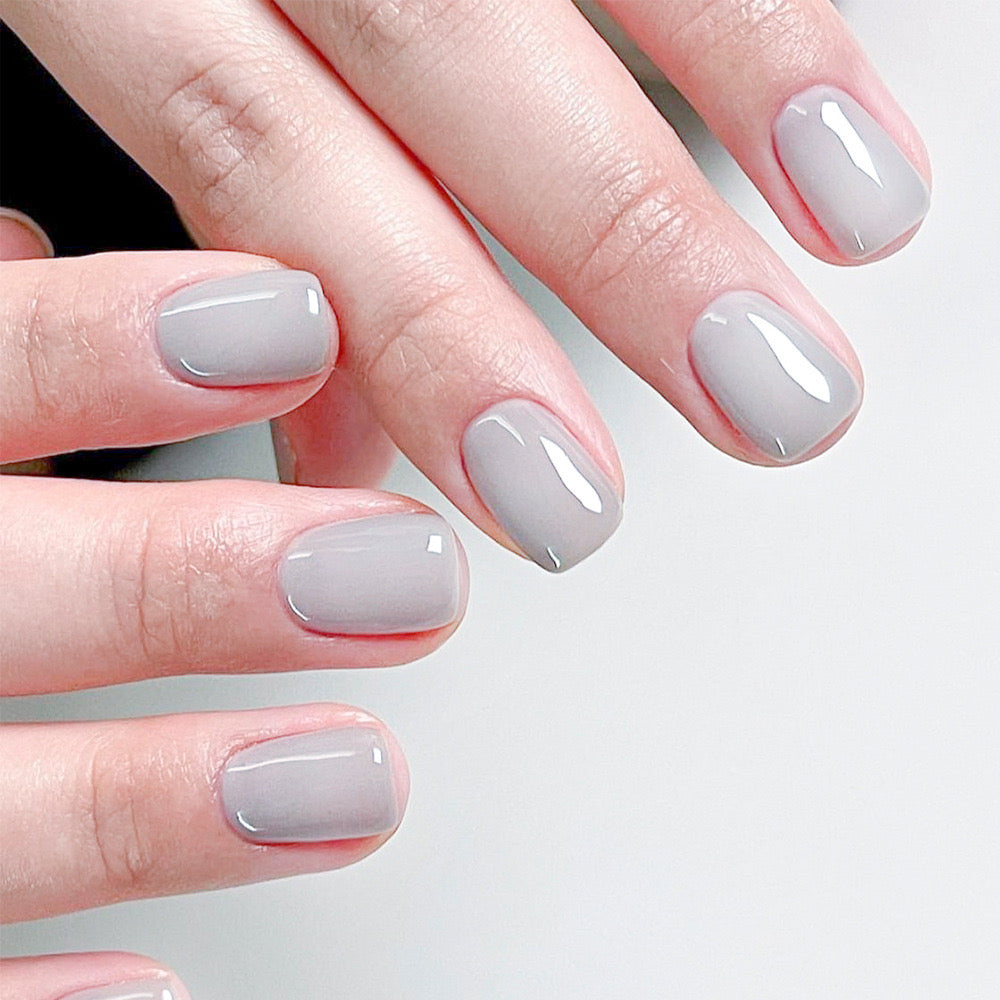 Sophisticated Chic Medium Square Slate Gray Press-On Nail Set