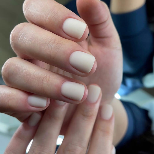 Urban Elegance Short Square Beige Matte Press-On Nails