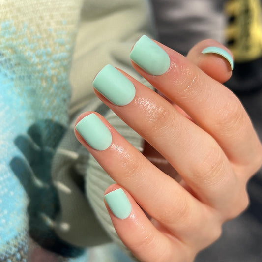Coastal Charm Medium Square Seafoam Green Matte Press-On Nails