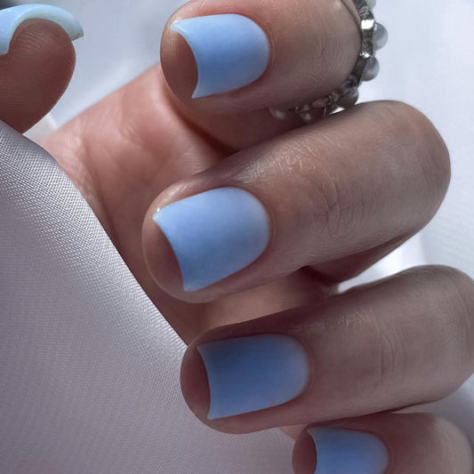 Serene Skies Short Square Baby Blue Ombre Press-On Nails