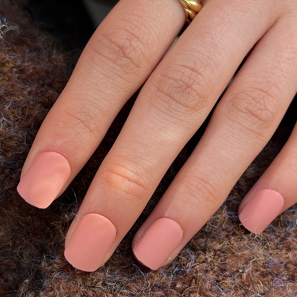 Autumn Chic Medium Square Matte Peach Press-On Nail Set