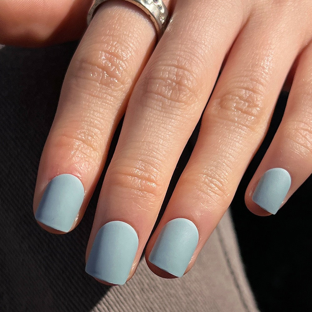 Dusty Sky Blue Medium Square Matte Press-On Nails