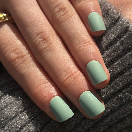 Mint Green Medium Square Matte Press-On Nails
