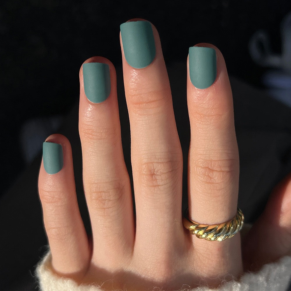 Teal Medium Square Matte Press-On Nails