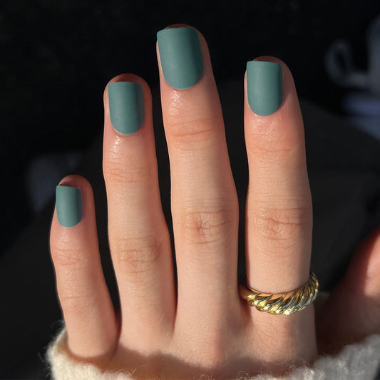 Teal Medium Square Matte Press-On Nails